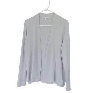 J Jill light grey wool blend open cozy chic cardigan in size Large